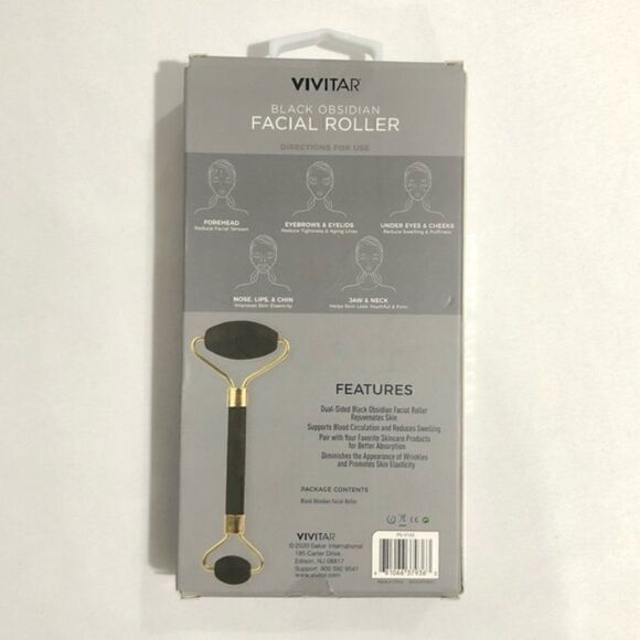 Black Obsidian Double-sided Facial Roller Massager by Vivitar NEW WITH BOX - Picture 4 of 5